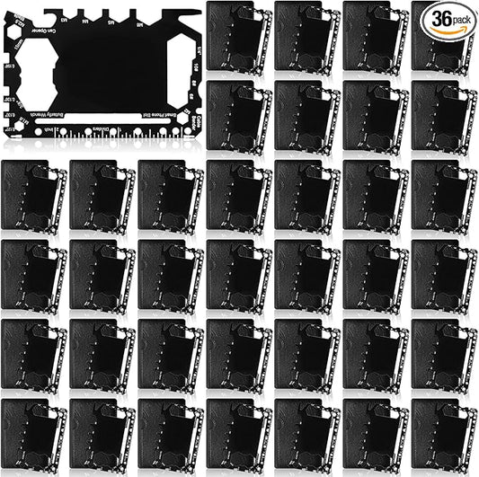 Cholemy 36 Pcs Credit Card Wallet Multitool 46 in 1 Metal Stainless Steel Survival Pocket Tool Bottle Opener Multipurpose Bulk for Husband Dad Men Christmas Birthday Gift, Black