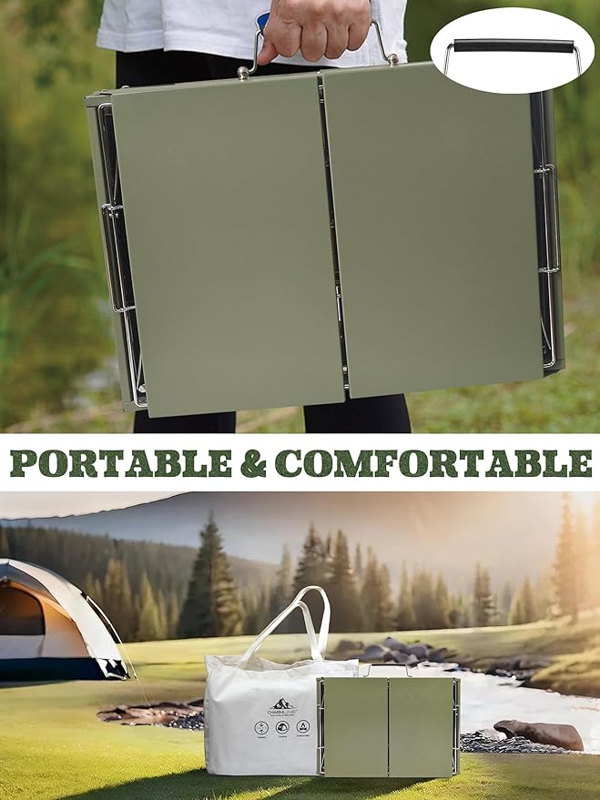 Charmline 20 x 14 inches Large Foldable Portable Charcoal BBQ Grill, Camping BBQ Grill for 3–5 People, Ideal for Camping, Garden, Beach, Picnic & Tabletop Use, Green