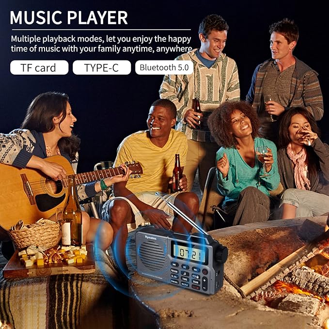 Portable AM/FM Radio, Small Pocket Radio with Bass Speaker, Support Micro SD Card and Record, Long Battery Life, Alarm and Sleep Function