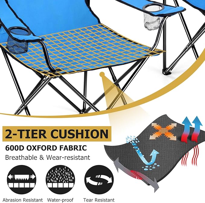 Joyfair Portable Camping Chair, Outdoor Lawn Folding Chairs for Adults, Heavy Duty Large Foldable Chairs for Beach, Fishing, Tailgating and More Outdoor Sport, Carry Bag & Cup Holder
