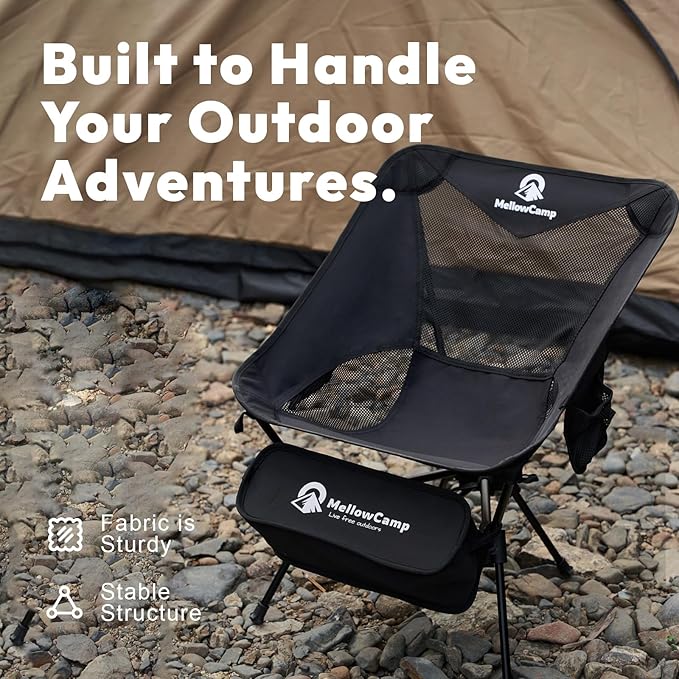 MellowCamp Camping Chair, Ultralight Folding Backpacking Hiking Chair, Compact Portable for Hiking, Camping, Backpacking, Beach, Roadtrip (Dark Night)