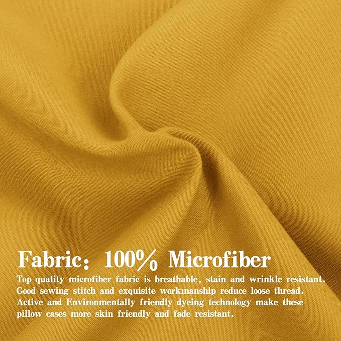NTBAY Zippered Toddler Pillowcases Set of 2, 100% Brushed Microfiber 13x18 Pillowcases, Super Soft and Cozy Travel Kids Nursery Pillow Cases, 13x18 Inches, Ginger Yellow