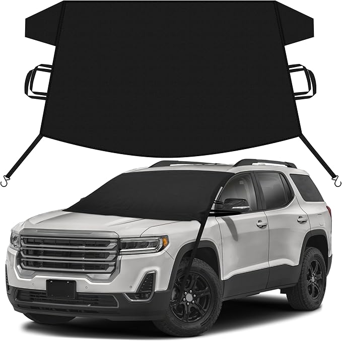 EcoNour Car Snow Cover Compatible for GMC Acadia | Windshield Cover for Ice and Snow with S-Hook Straps | Heavy-Duty 600D Oxford Winter Car Cover, Waterproof & Anti-Slip