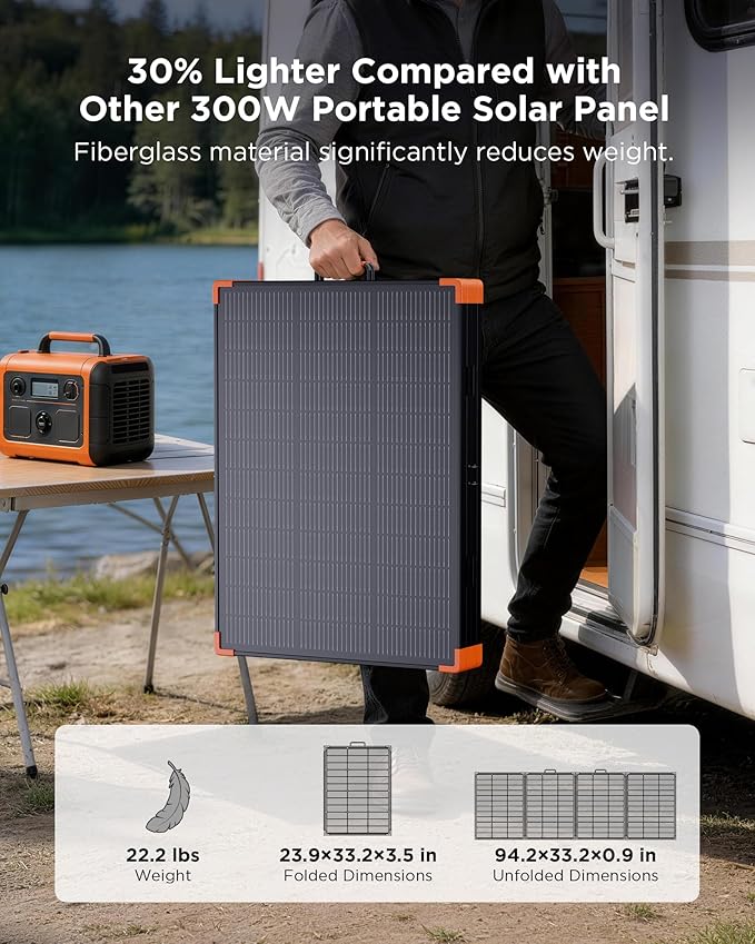 ZOUPW 350W Portable Solar Panel, N-Type 16BB 25% High Efficiency Foldable Solar Charger for Jackery/EcoFlow Delta/Anker Solix C1000/Bluetti,IP68 Waterproof OffGrid Power for RV Camping Power Backup