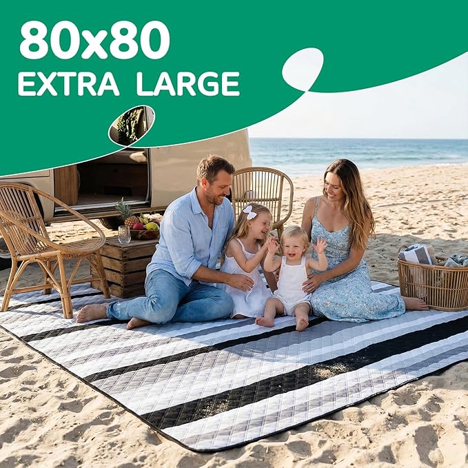 Waterproof Beach Blanket Picnic Camping Mat Oversized for Family Women Mexico Vacation Trip Hawaii Gift Costa Rica Must Have Resort Rio de Janeiro Bahamas Punta Cana Essential Waikiki Palm Spring Trip