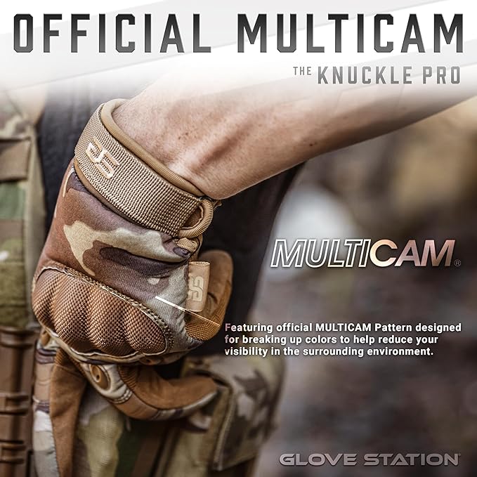 Glove Station Tactical Gloves for Men – Touchscreen Utility Gear with Hard Knuckle Protection Used in Motorcycle, Airsoft, Combat, Police, Shooting & Outdoor Work Multicam X-Large