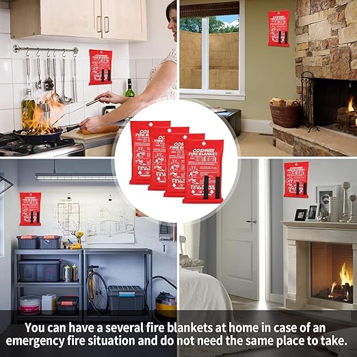 COSHNIBI Emergency Fire Blanket for Home & Kitchen - High Heat Resistant Fire Suppression Blanket (1 Pack)