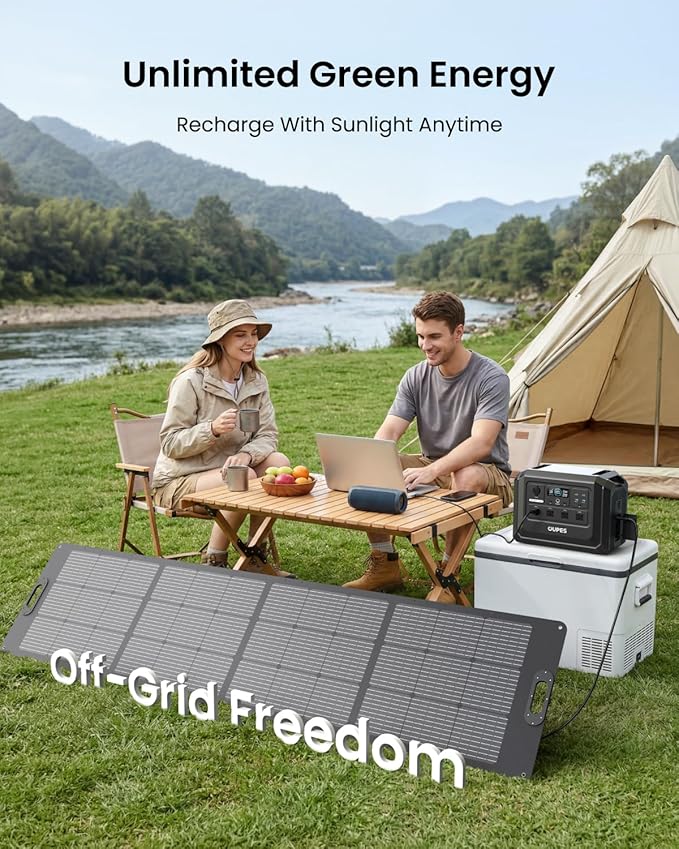 OUPES 2000W Solar Generator Kit Mega 1 Lite with 240W Solar Panel, 1024Wh LiFePO4 Power Station, 46 Min Wall Fast Charge, 140W PD, High-Efficiency Solar Power System for RV, Van Life, Overlanding