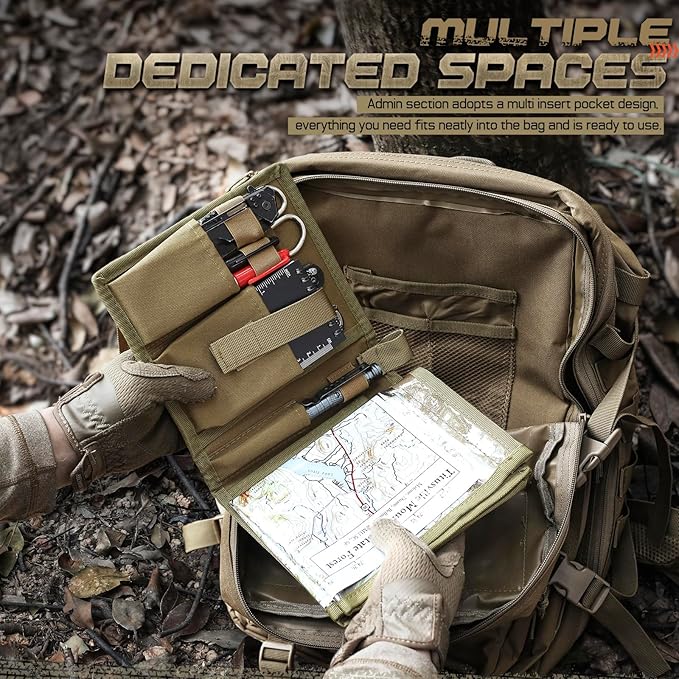LIVANS Tactical Pouch Military Map Case Holder Army Foldable Map Storage Pouch Multifunctional for Outdoors or Hiking - 13"x10" Clear Viewing Area,1000D Oxford + Waterproof TPU