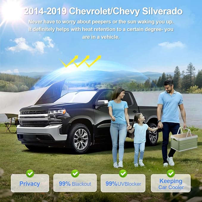 5pcs Car Window Shades for Chevrolet Silverado 2500 4WD LTZ 2020-2026 Accessories,Windshield Side Rear Full Sunshade,Sun Visor UV Blocking, Privacy Protection and Blackout for Camping Outdoor