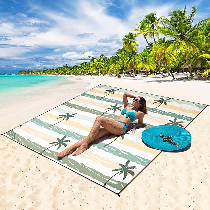 HIHOHO Beach Blanket Waterproof Sandproof Extra Large Beach Mat 79" X 83"/120"x108"for 1-8 Adults Quick Drying Durable Outdoor Picnic Mat for Beach Travel Camping Hiking