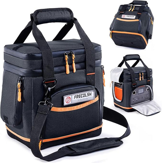 Double-Layer Travel Carrying Case for Jackery Explorer 300/240/160 – Portable Power Station Storage Bag with Molded Bottom, Side Ventilation, Front Pockets for Jackery Accessories & Solar Generator