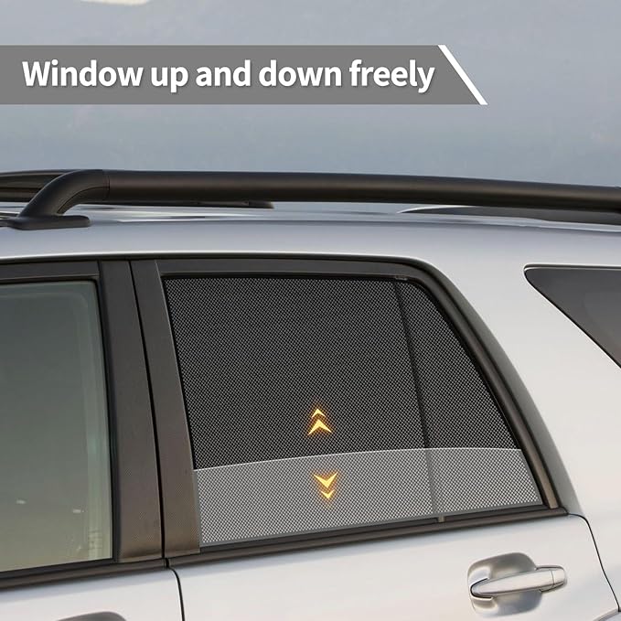 4Runner Specific Side Window Sun Shades, 2011-2023 Rear Vehicle Interior Shade for Baby Mesh Covers, Breathable, UV Protection and Heat Insulation (4Runner(2011-2023), Rear Side-2pcs)