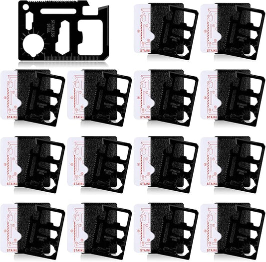 WILLBOND 24 Sets 11 in 1 Credit Card Multitool Fathers Day Christmas Men Gift Multipurpose Tactical Wallet Tool Christmas Bottle Opener for Men Birthday Dad(Black)