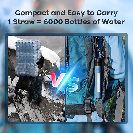 Water Filter Straw Survival Water Purifying Straws 0.001 Micron Filtration System with Transparent Window for Camping, Hiking, Travel, Backpacking Emergency Preparedness(3pc)