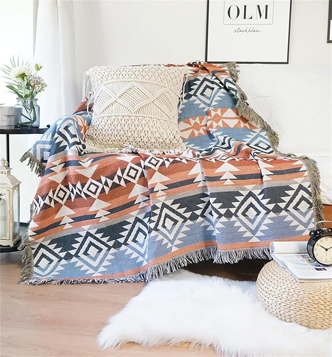 Lqprom Boho Southwest Throw Blankets Aztec Southwest Throws Cover Outdoor Camping Picnic Tent Beach Travel 51"x63"