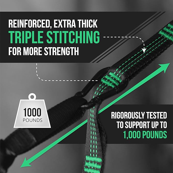 Bear Butt Kodiak Hammock Straps for Trees - 20 Feet Long, 40 Combined Loops - Holds 1000 Pounds - Camping Accessories With Carabiner