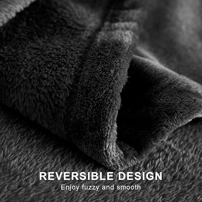 Hansleep Fleece Queen Blanket for Bed Fleece Charcoal, Queen Size Super Soft Flannel Fuzzy Plush Cozy Blanket for All Seasons, Charcoal, Queen 90x90 Inches