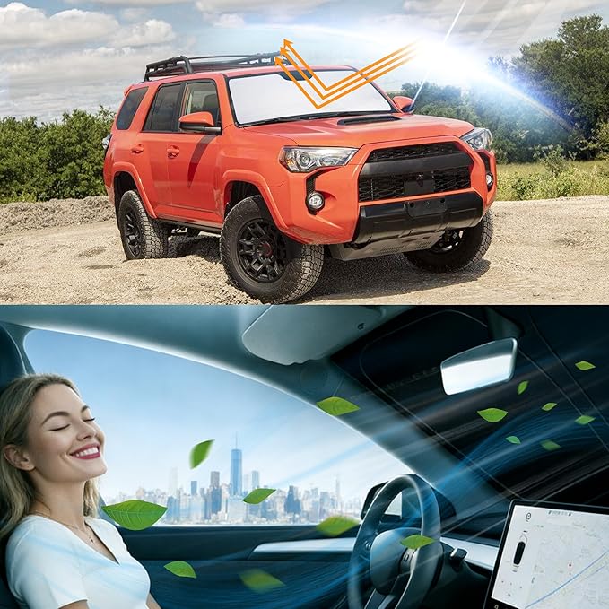 Windshield Sun Shade Fit for Toyota 4Runner 2010-2024 2025 2026 Accessories Foldable Front Window Sunshade Sun Protection Keeps Car Cool