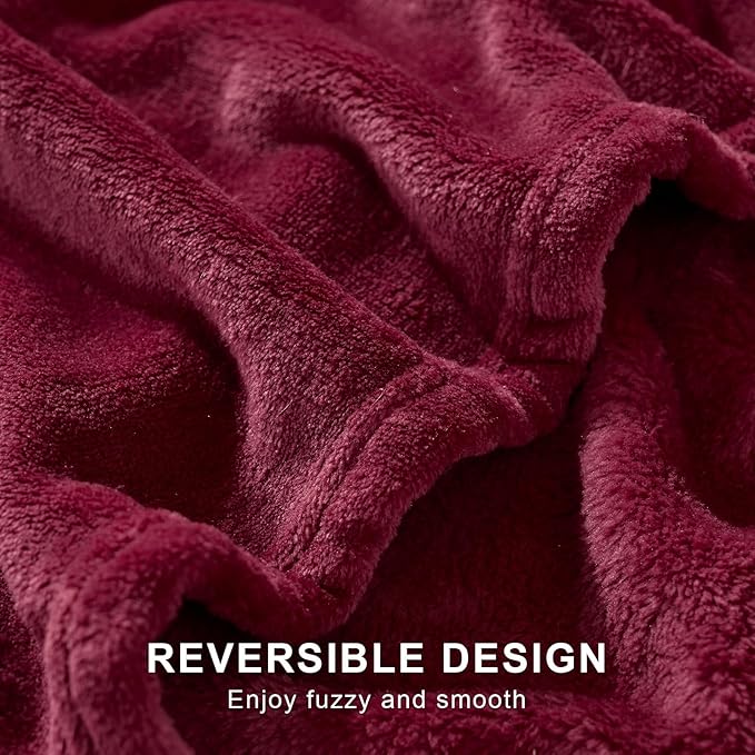 Hansleep Fleece Burgundy Red Full Blanket, Super Soft Flannel Fuzzy Plush Cozy Blanket for All Seasons, Burgundy Red, Full 84x90 Inches