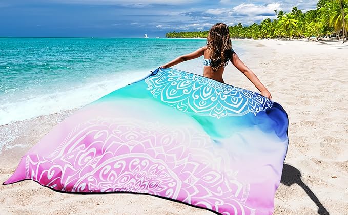 HIHOHO Beach Blanket Waterproof Sandproof Extra Large Beach Mat 79" X 83"/120"x108"for 1-8 Adults Quick Drying Durable Outdoor Picnic Mat for Beach Travel Camping Hiking