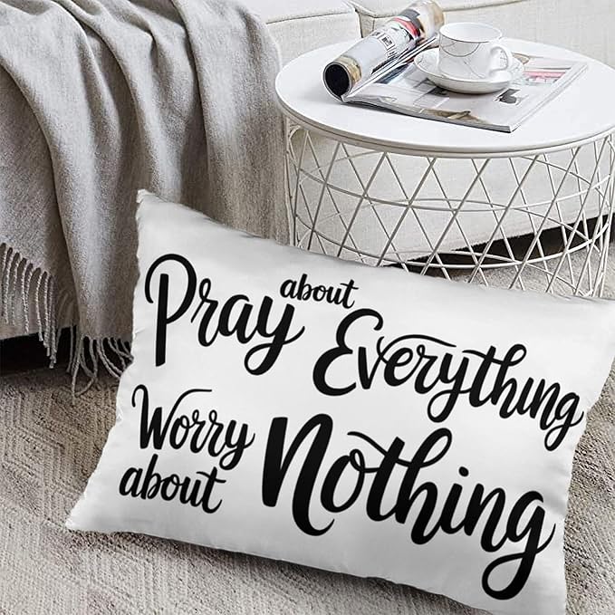 ITFRO Inspirational Quotes Pray About Everything Worry About Nothing Birthday Short Plush Both Sides Lumbar Daisy Throw Pillow Cover Cushion Case Sofa Decor Waist 12x20 Inches (Pray)