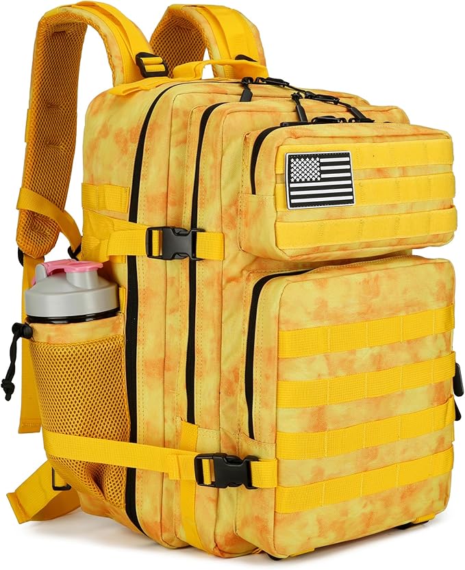 Lovelinks21 45L Tactical Assault Backpack 3 day assault pack with Molle Waterproof backpack Rucksack for Tactical Backpacks (Yellow)