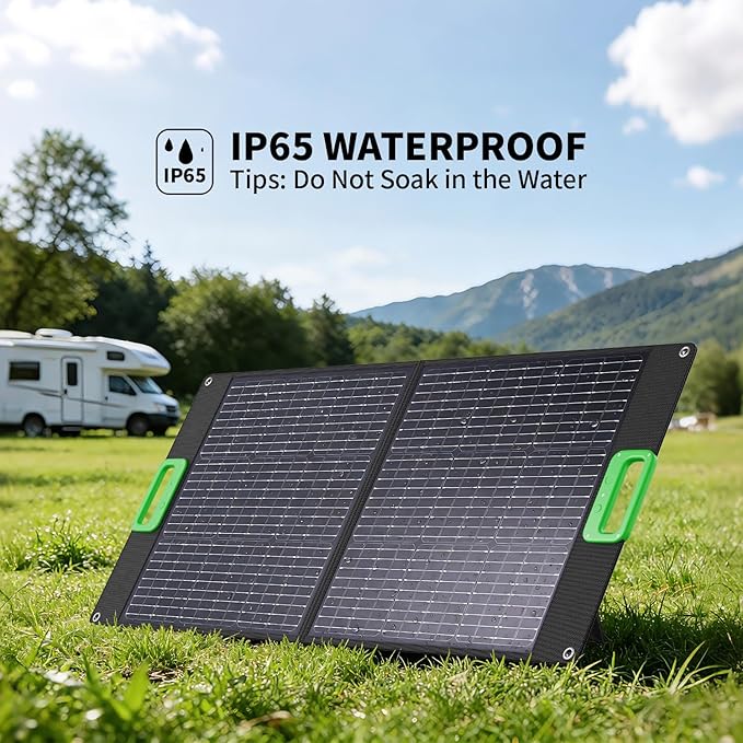 300W Portable Power Station with 100W Foldable Solar Panel, 288Wh Solar Generator AC Outlet, MC-4 Solar Battery Charger, 60W USB-C PD Fast Charging for Outdoor Camping, Home Emergency, RV Travel, Van