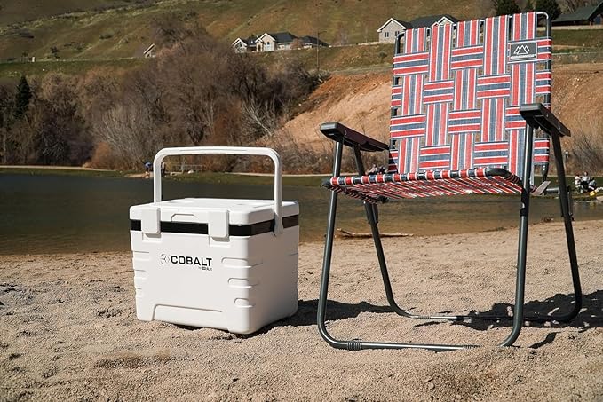 MOUNTAIN SUMMIT GEAR Retro Webbed Camping Chair - Lightweight, Foldable, Durable Steel Frame, 300lb Capacity, Vintage Stripes by Caddis Sports (2, Red/Blue)