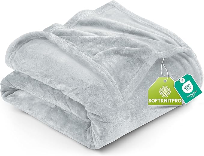 Utopia Bedding Fleece Blanket Queen Size Light Grey (90x90 Inches) Ultra Soft Warm Lightweight Microfiber Breathable Anti-Static Cozy Winter Bed Blanket, All-Season Home Decor Gift for Men & Women