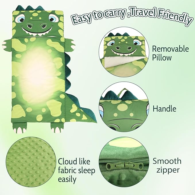 Wizland Sleeping Bag for Kid-Thick Cut Flannel School Mat for Boys and Girls Kindergarten Portable Nap Mats Super Soft, Warm, Cozy, 3.3 Lbs Thickened, 61.8"×28.3" Kid Gift for 3 4 5 6 7 8 9
