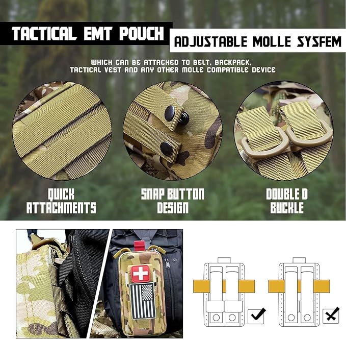 Tactical Ifak Trauma Kit Emergency First Aid Stop The Bleed Ifak Refill, Ifak Med Kit Trauma Refill Military Medical Supplies Kit Pack for Duty Belt