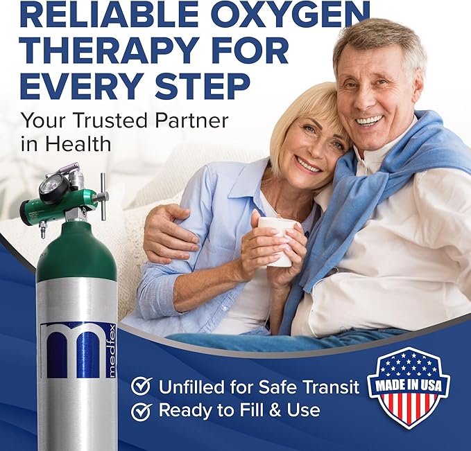Medfex Oxygen Tank Complete Set | 425 Liter Capacity - Travel Size Kit USA
