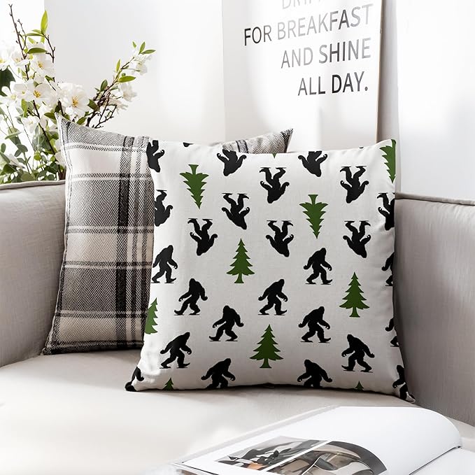 Colorful Sasquatch Pillow Covers 18x18, Big Foot Sasquatch Gifts, Gifts for Hiking Camping Lovers Decorative Pillow Covers for Home Bedroom Living Room,A365
