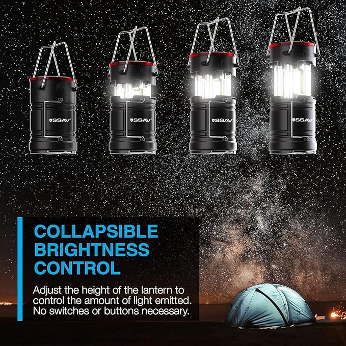 2 Pack LED Camping Lantern Cum Flashlight, LED Lanterns, Suitable Survival Kits for Hurricane, Emergency Light for Storm, Outages, Outdoor Portable Lanterns | Batteries Included