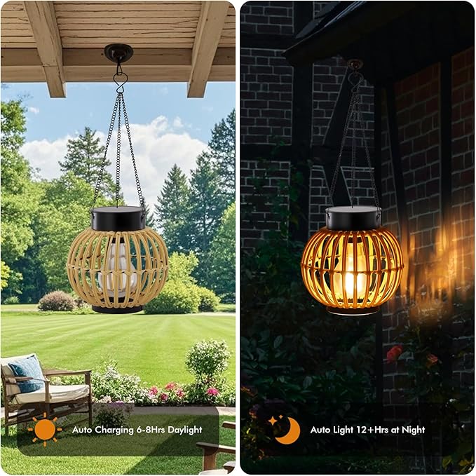 Solar Lanterns Outdoor Lights Waterproof -Hanging Hand-Woven Lanterns, Garden Decor Gifts, Outdoor Solar Table Lamp Camping Lights, Garden, Yard, Patio, Porch, Patio Balcony, Backyard Outdoor Decor