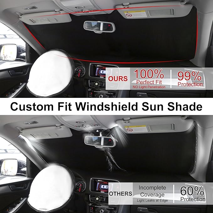 TINGLU Sun Shade for Mini Countryman Cooper F66 SUV 2017-2025 2026 Accessories Windshield Sun Shade Window Shade UV Rays Protection Sun Visor Cover with Steering Wheel Sunshade Storage Bag