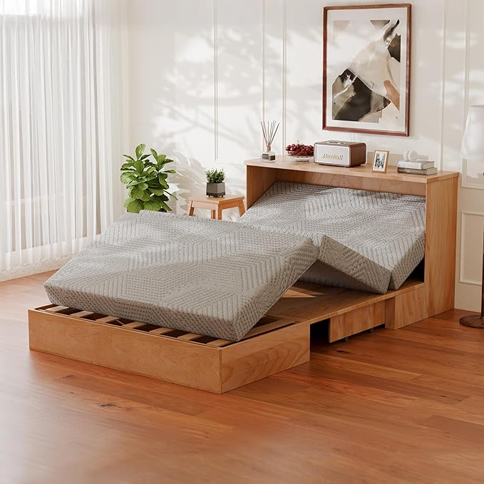 MLILY Tri-Fold Memory Foam Mattress, 6 inch Full Folding Mattress with Collapsible and Washable Cover, Travel and Guest Mat, 75"×54"×6", Grey