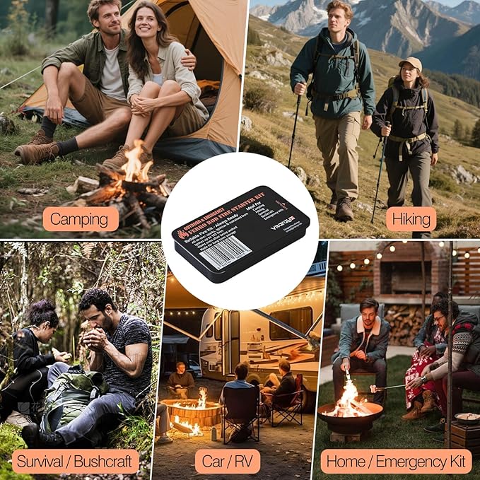 Ferro Rod Fire Starter Survival Tool – All-in-One Flint and Steel Fire Starter Kit, Waterproof Firestarter for Camping, Hunting, Bushcraft, Hiking & Emergency Preparedness
