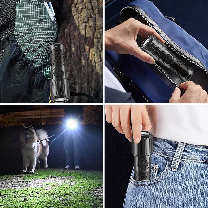 Multi-Function Hand-Powered LED Flashlight, IPX4 Waterproof, Magnetic Base, 3 Lighting Modes, Collapsible & Handheld for Home, Camping, and Hiking