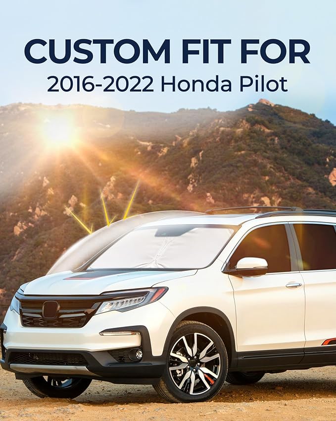 for Honda Pilot 2016-2022 Car Window Shades, 8pcs Privacy Sun Shade Set for Front Windshield Side and Rear Windows, Full Window Covers Keeps Vehicle Cool for Camping Napping