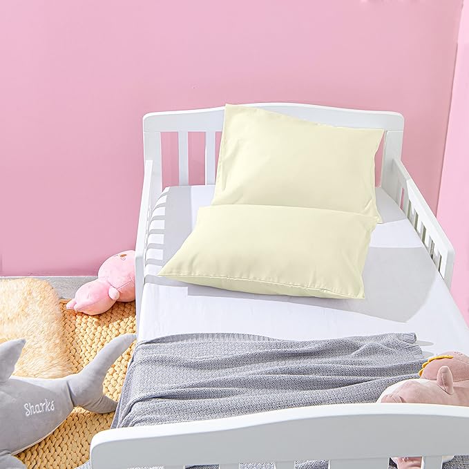 NTBAY Microfiber Toddler Pillowcases with Envelope Closure, 2 Pack 100% Brushed Microfiber Super Soft Travel Kids Nursery Pillow Cases, 14"x20" Fits Pillows Sized 12"x16" 13"x18" 14"x19", Ivory