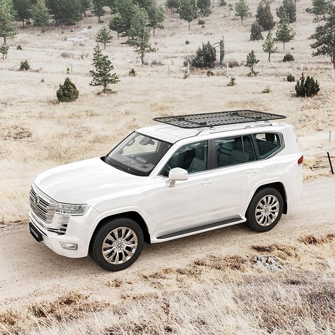 Wildroad Car Roof Platform, Universal Roof Flat Rack Combo 90" x 47" x 1.3" Heavy Duty Roof Rack Platform with Cargo Bag, Cargo Net, Ratchet Straps and Anti-Rust Sealant Fits for SUV Truck Cars