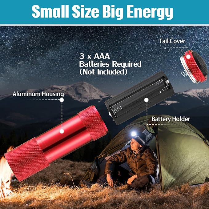 VIHOSE 12 Pcs Mini Flashlights Bulk, Bright Aluminum Handheld Flash Lights with Lanyard, Small LED Flashlights for Night Reading Emergency Hurricane Camping Hiking Party Favors(Bright Colors)