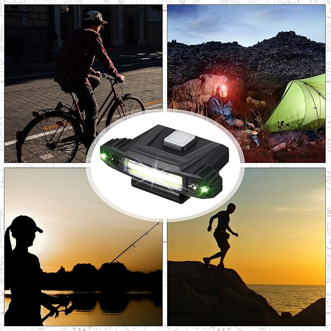 Mudder 2 Pieces Ultra Bright Mini LED Clip on Cap Light USB Rechargeable Hat Visor Waterproof Cap Light Flashlight Headlamp for Fishing Camping Running Hard Hats Helmets, 4 Modes