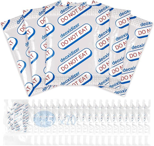 500cc Oxygen Absorbers for Food Storage - 100 Count (20x Packs of 5) - for Long Term Food Storage & Survival, Mylar Bags, Canning, Harvest Right Freeze Dryer, Dehydrated, and Preserved Foods