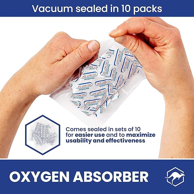 Wallaby 300cc Oxygen Absorbers - 100 Count (10x Packs of 10) + 2500cc Oxygen Absorbers - 20 Count (Individually Sealed) - for Long Term Food Storage & Survival