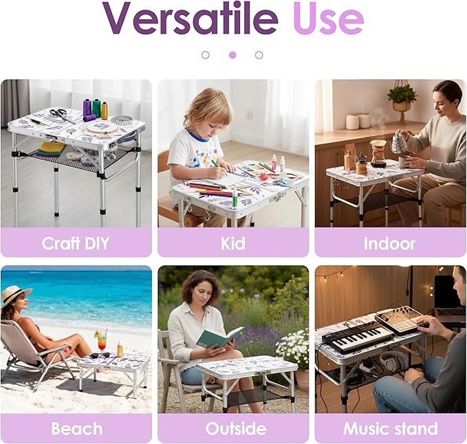 Yriuat Folding TV Trays Foldable Dinner Tray Table Adjustable Height Food Snack Eating Couch Side Table Study Aluminum Portable Sofa Tray End Table for Outdoor Indoor Camp Pinic Bed Couch Living Room