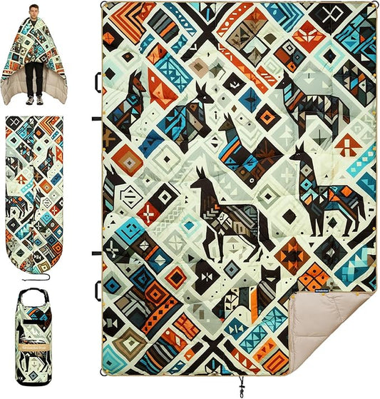 Camping Blanket, Puffy Blankets Lightweight Windproof Resistant for Outdoors,Hiking, Backpacking,Car,Picnic,Stadium
