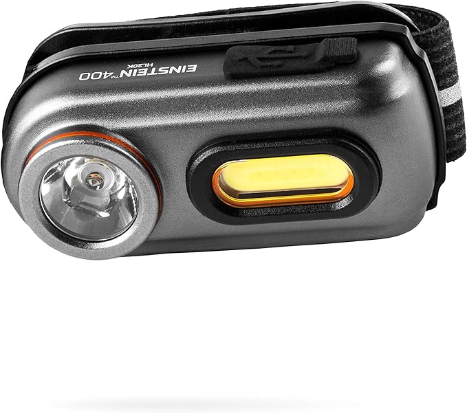 NEBO Einstein Powerful 400 Lumen Headlamp with Rechargeable Battery | Compact Low-Profile Headlamp with 5 Light Modes